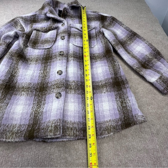 Bagatelle Purple Plaid Women’s Jacket Shacket Button Up Size Small Oversized - Picture 11 of 14